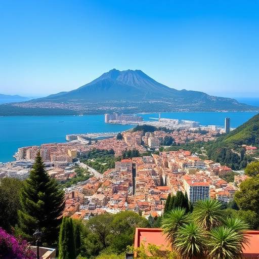 Veduta del Golfo di Napoli con il Vesuvio sullo sfondo